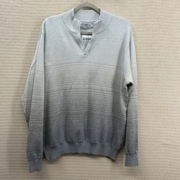 St. Croix Collections Mondo Uomo Ombre Gray V-Neck Sweater Men Size Large USA